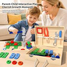 Multifunctional Wooden Engineer Tool Box Building Set, Rich Screws And Gears Accessories For Free Disassembly And Assembly, Simulating Repairman Experience For Immersive Role Play, Fully Stimulating Children's Creativity And Concentration, Portable Storage Box For Easy Organization And Travel, Parent-Child Interactive Desktop Educational Game, Suitable For Children's Enlightenment, Premium Birthday, Christmas, Thanksgiving Gift For Boys And Girls - Multicolor - View 5