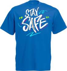 Stay T-Shirt, Never Forget About Safety Shirt, Unisex Adults,Unisex Pure Cotton T-Shirt, Plus Size, Suitable For Slightly Overweight Individuals. - Black - View 2