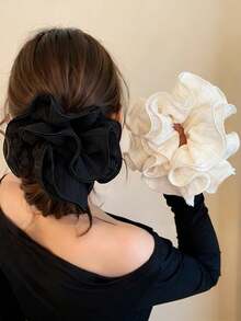 2/1pc Women's Lace Scrunchie, Large Fashionable And Versatile, Suitable For Bathing, Washing Face, And Matching Outfits - Multicolor - View 6