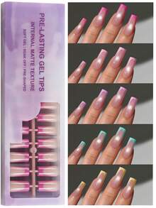 150 Peças Unhas Postiças Quadradas/Amendoa Olho de Gato Francês, Unhas Postiças Brilhantes Olho de Gato, Conjunto de Moda Brilhante Removível de Cobertura Total, Adequado para a Vida Diária das Mulheres, Festas de Feriados - Multicolorido - Visão 11