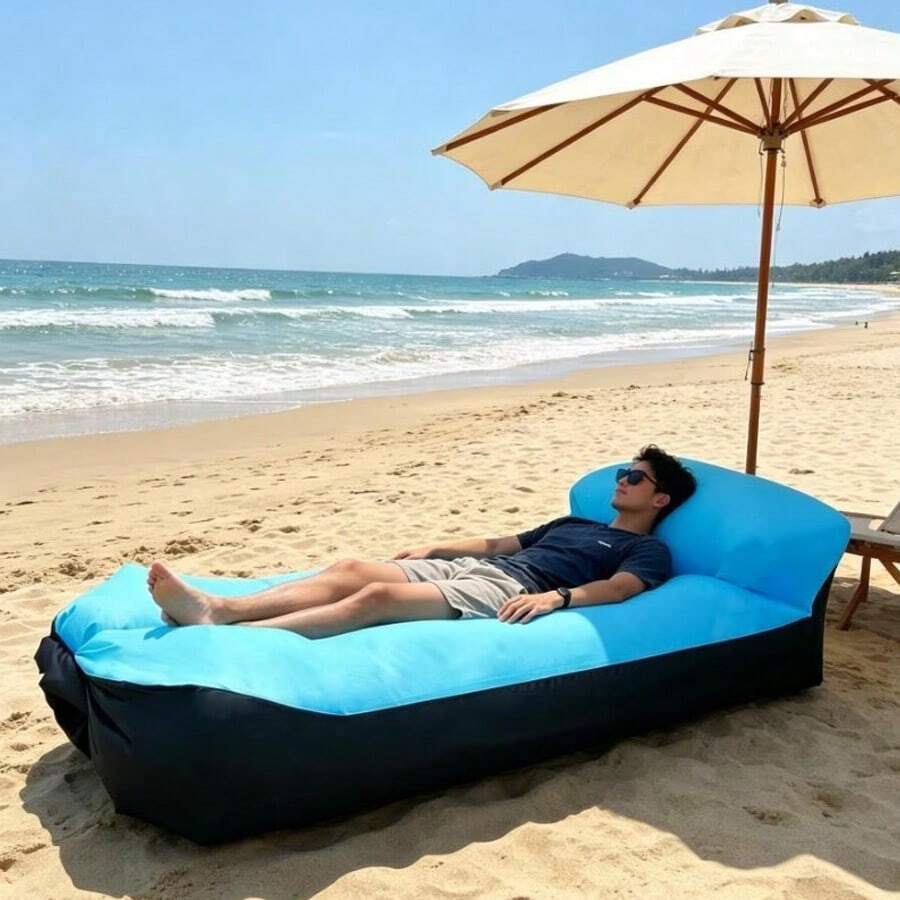 2pcs Inflatable Lounge Chair Air Sofa Bed, Includes 1 Sofa + 1 Storage Bag, Inflatable Sofa Suitable For Camping, Home Movie Watching, Perfect For Beach Chair, Leak-Proof, Suitable For Indoor And Outdoor, Beach, Hiking