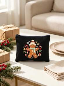 1pc Sweet & Playful Fabric Rectangular Makeup Bag, Embossed Bow Pattern With Label Patch, Zipper Closure Large Capacity Storage Bag, Soft Quilted Cosmetic Bag, Portable Organizer, Suitable For Daily Use, Travel, Bedroom And Back To School - Multicolor - View 9