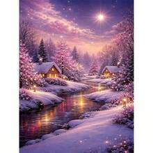 1PC DIY 5D Diamond Painting Kit Snow Cabin Pattern - Round Full Diamond Art Mosaic Craft, Home Wall Decor, Unframed - No Frame - View 7