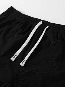 Men's Casual Sports Corduroy Cargo Pants, Loose Straight Leg Fit, Jacquard Design, Suitable For Home And Outdoor Activities,Couple Gift - Black - View 8