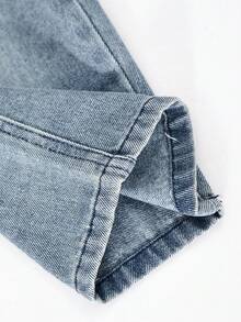 Toddler Cartoon Embroidered Straight Leg Jeans - Blue - View 5