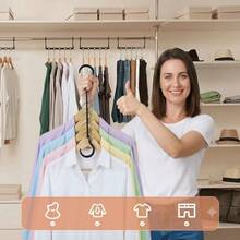 Black Wardrobe Organiser Set Containing 10 Plastic Hangers, Space‑Efficient Design With Non‑Slip Feature, Suitable For Hanging Heavy‑Weight Clothing - View 6