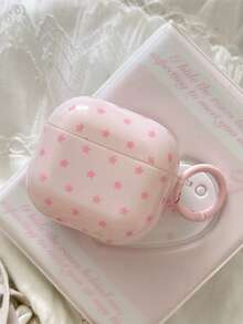 Ins Style Star & Polka Dot Print Earphone Protective Case, Minimalist Korean Style, Anti-Drop & Anti-Scratch, Easy To Install And Remove, Compatible With Apple Pro 2/ Pro/ 4/ 3/ 2, Suitable As Birthday, Christmas, New Year Holiday Gift For Family - Pink Star + Round Buckle - View 10