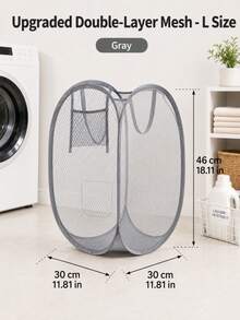 1pc Large Capacity Transparent Laundry Basket, Foldable Dirty Clothes Storage Bin, Bedroom/Bathroom Storage Basket - Multicolor - View 11