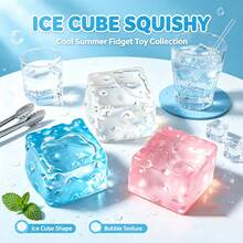 1pc Random Color Clear Ice Cube Squeeze Squishy Toy, Soft Malt‑Textured Slow‑Rebound Fidget Toy, Anxiety Relief Novelty Toy, Perfect Goodie Bag Fillers & Classroom Prize For Children - Multicolor - View 3