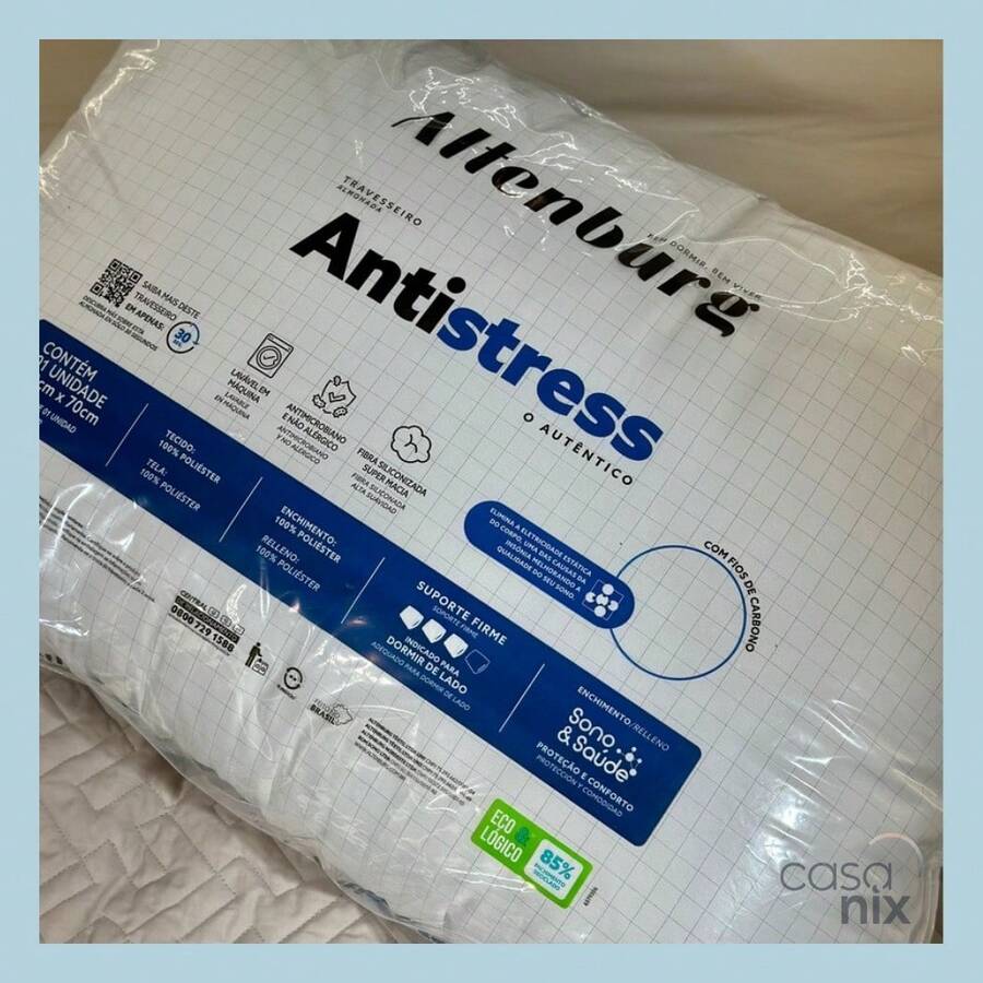 Travesseiro De Cama Altenburg Antistress Com Fios De Carbono 50X70cm Suporte Ideal Dormir de Lado