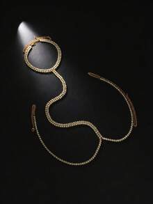 outingfit 1pc New Circle Pendant Sexy Chest Chain European & American Hot Girl Erotic Metal Nipple Clamp Body Chain Seductive Jewelry - Rhinestones - View 8