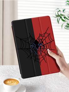 1件裝黑紅蜘蛛網圖案平板保護殼，相容 iPad 10.2 / 10.5 吋、10 / 11代 (A16) / Air 8 2026 (11吋)、Mini 4 / 7 8.3 吋、Air 5 / 6 / 7 10.9 吋 / 11 (M2 / M3)，附筆槽收納、三折翻蓋保護殼，最佳萬聖節禮物 - 彩色 - 查看 6