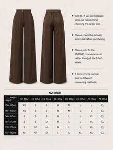 Women's High Waist Straight Leg Wide Leg Casual Commute Long Pants With Pockets, Autumn/Winter Fashion, Versatile Quality - Coffee Brown - View 7