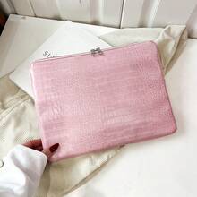 Funda para portátil de unicolor, minimalista y de lujo, bolsa de almacenamiento multiusos para portátil y tableta, bolsa para ordenador - Rosa - Ver 3
