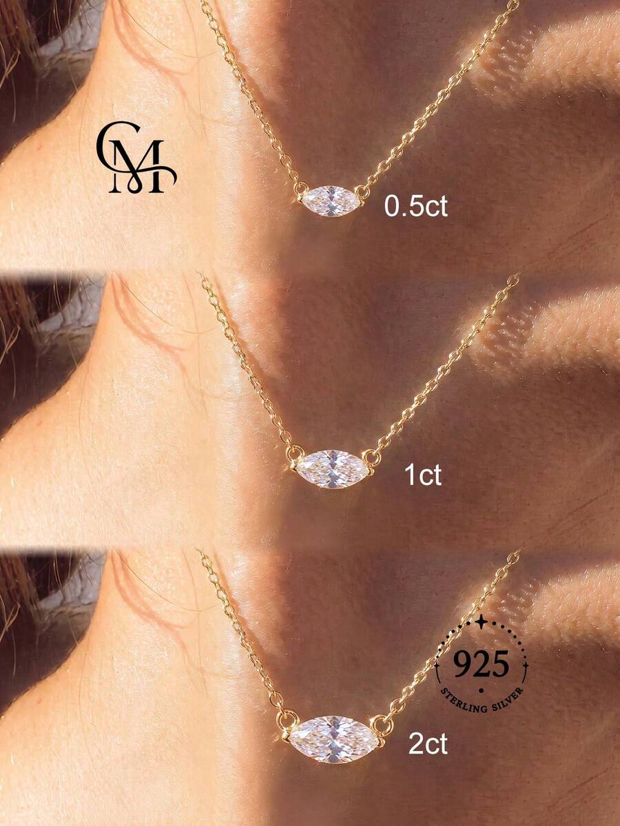 1pc Fashion Pure Silver Horizontal Horse Eye Pendant Necklace, Suitable For Women's Daily Wear And Accessory Matching - Horse Eye Necklace - View 1