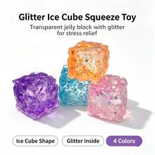 1pc 3D Cube Cheese Squishy Toy, Soft Rubber Stress Relief Squeeze Toy, Healing Desktop Decor, Suitable For Adults And Children, Creative Holiday Party Favor - Multicolor - View 4