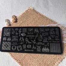 MouTeen268 美甲印花鋼板，復古法式風格幾何時尚圖案長方形美甲轉印板，美甲裝飾工具 - 彩色 - 查看 4