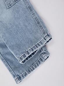 Straight Leg Casual Denim Jeans, Suitable For Toddlers, Street Style - Blue - View 6