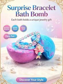 Surprise Bath Bombs With Random Bracelet, Individually Wrapped Aromatherapy Bubble Bath Salt Balls, For Daily Home Bath & Travel Use - Blueberry - View 3