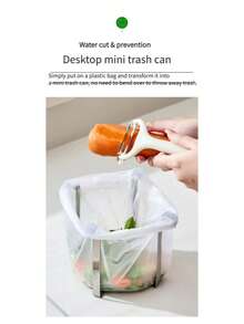 New Portable Folding Stainless Steel Trash Can Rack - Kitchen Floor-Standing Trash Rack Storage Rack, Space-Saving Kitchen Countertop Storage Rack, Convenient For Trash Disposal And Storage - Portable Simple Kitchen Desktop Trash Can - Multicolor - View 10
