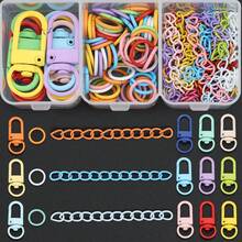 102pcs DIY Keychain Making Parts, Random Mixed Colors, Includes Rotating Lobster Clasp, Jump Rings, 5-Section Chains, Door Hooks, Connector Hooks, Suitable For Braided DIY Keychains, Bag Charms, Open Connectors, Keychain Accessories Making Materials, DIY Key Ring Accessories - Clasp & Jump Ring & Extension Chain - View 6