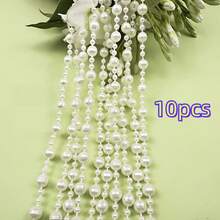 10pcs White Shiny Bead Garland Christmas Decoration, 10m Total Length, Create Atmosphere, Multi-Functional Hanging, Suitable For Windowsill, Porch, Living Room And Other Home Decor - White - View 13