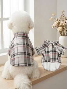 Polyester Non-Stretch Slim Fit Plaid British Style Pet Shirt, Suitable For Cats And Small To Medium Dogs, Casual Summer Top, Not Suitable For Large Dogs, Size Runs Small, Recommend Buying 1-2 Sizes Larger Than Usual - Multicolor - View 2