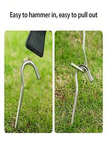 1 Set Palu Pasak Tenda Kemah dan Kit Pasak Berbentuk J dari Baja Tahan Karat, Set Alat Pemasangan Tenda Kemah Luar Ruangan Ringan - MultiWarna - View 7