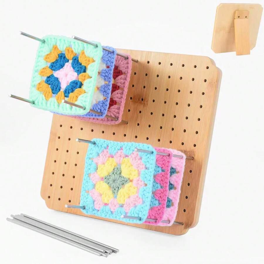 Wooden Knitting Blocking Board, Granny Square Crochet Blocking Mat, Suitable For Shawls, Scarves, Socks, Sweaters And DIY Craft Projects, Crochet Accessories Gift, No Electricity Required - A - View 1