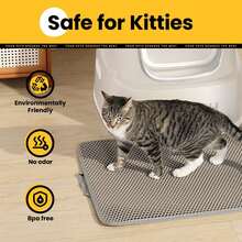 IISVGE Cat Litter Mat,Double Layer Honeycomb Cat Litter Trapping Mat With Waterproof Backing, Easy Clean Washable Kitty Litter Mat For Small Spaces - Grey - View 5