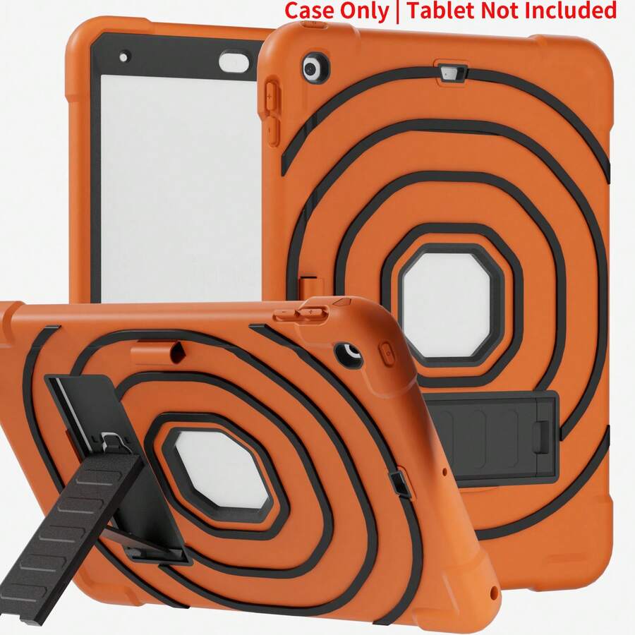 Protective Case Compatible With Ipad 10th Gen 10.9 Inch A16/ 10.2/7th Gen 8th Gen/9th Gen Protective Shell A9 Plus/A11 Plus Shockproof Anti-Drop With Stand Silicone PC Case - Orange + Black - View 1
