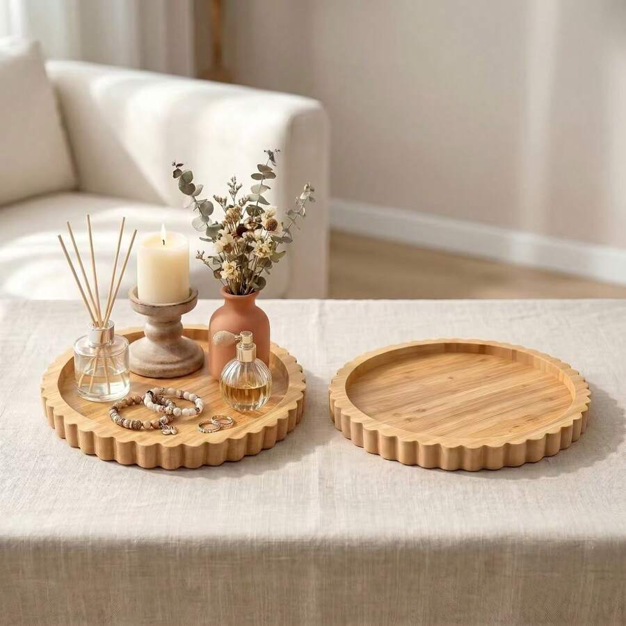 Wooden Candle Holder Base Aromatherapy Candle Display Tray Holiday Scene Decoration Round Candle Plate - Multicolor - View 1