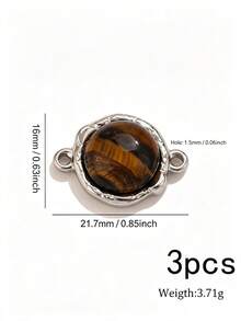 1/3Pcs 304 Stainless Steel Tiger Eye Connector Charms, Charms For Jewelry Making, Mehndi Style Stone Links, Waterproof Non‑Tarnish Necklace Bracelet - Tiger's Eye Connection - View 19