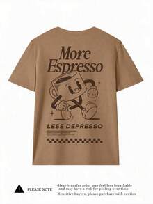 更多 Espresso Coffee Club 图案休闲圆领短袖T恤（女士夏季款） - 棕色 - 查看 3