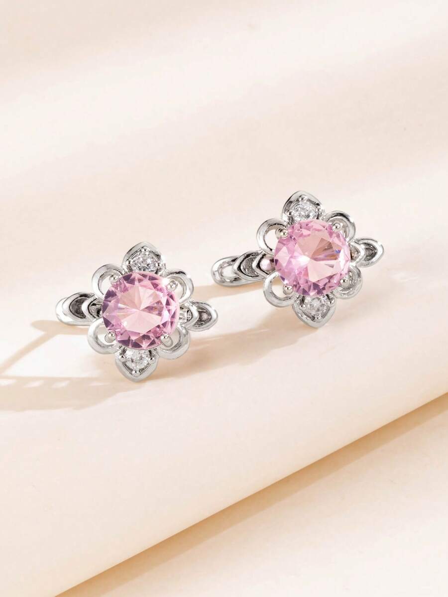 1 Pair Women's Vintage Hollow Floral Ear Cuffs, Exquisite Round Stone ...