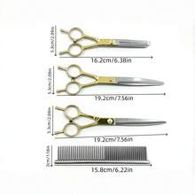 Professional Pet Grooming Scissors 4pcs Set 7 Inch Galvanized Straight Curved Thinning Scissors Cat Dog Hair Trimming Tool, Premium Pet Grooming Scissors Set, Stainless Steel Scissors, Pet Grooming Scissors - View 6