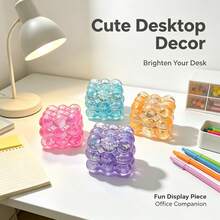 1pcsPortable Grape Cube Squishy Fidget Toy, Bubble Cube Shape Made Of Jelly‑Clear Soft Rubber, Embedded Fine Glitter Sequins For Crystal‑Gorgeous Look, Relieve Tension Effectively, Lightweight For Commute & Outdoor Carry‑On Play - Multicolor - View 2