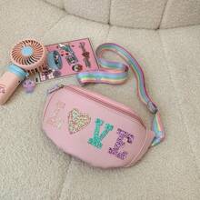 1pc Zipper Closure Fashion PU Leather Kids Waist Bag Girl Crossbody Chest Bag For Daily Use - A - View 1