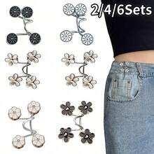 2/4/6Sets Jeans Waist Adjuster Buckle Waist Tightening Tool Elastic Button Waistband Size Adjustable Tightening Accessory - A - View 2