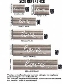 1pc American Vintage Wood Grain English Print Kitchen Rug, 3.5mm, Sponge Cushioning Shock Absorption, Rubber Backing Dirt-Resistant Easy To Clean, Suitable For Kitchen, Bathroom, Entryway, Laundry Room - Multicolor - View 2