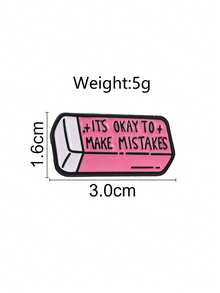 1pc Encouraging Rubber Shaped Slogan Enamel Pin, 'it's Okay To Make Mistakes' Quote Badge, Fashion Accessory, Gift For Friends - Multicolor - View 3