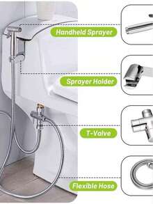 Handheld Bidet Sprayer With Hose, Stainless Steel Toilet Sprayer, Handheld Bidet Sprayer With Hose, For Female Intimate Cleaning And Showering, Wall-Mounted Or Toilet-Mounted - B - View 10