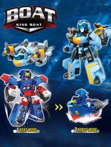 Transforming Mecha Set, Car To Robot Toy, Manual Transformation To Airplane Or Tank, Cartoon Robot Design, Educational Toy, Christmas Gift - Multicolor - View 5