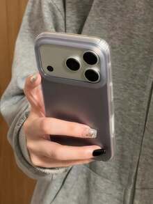 Minimalist Solid Gray Phone Case Compatible With Iphone 18 Pro Max, 17 Pro, 16 Pro, 15 Pro, New Model, Fashionable Niche Premium Double-Layer Anti-Drop Protective Cover - Purple - View 3