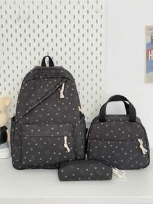 1 Set Back To School Backpack Set - Bow Pattern Large Capacity Backpack + Lunch Bag + Pencil Case Multi-Piece Set, With Laptop Compartment School Bag, Campus Day Bag, Lightweight Portable Zipper Bag, Suitable For Students/Teenagers/Graduates, Perfect For Outdoor/Travel/Middle School/High School/University, Essential College Backpack - Multicolor - View 7