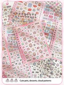 Este es un lindo libro de pegatinas DIY, que contiene talla grande de 1000 materiales de pegatinas lindas sin cortar, incluido un pequeño libro de pegatinas de nariz. Su característica es que tiene varios patrones lindos, adecuados para planificadores creativos lindos para collage de etiquetas, diarios de basura y accesorios decorativos de planificación creativa de múltiples escenarios. - Unitalla - Ver 17