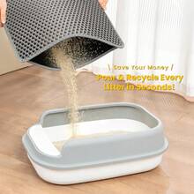 IISVGE Cat Litter Mat,Double Layer Honeycomb Cat Litter Trapping Mat With Waterproof Backing, Easy Clean Washable Kitty Litter Mat For Small Spaces - Grey - View 4