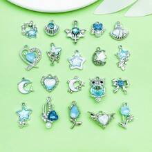 5/20pcs Blue Rhinestone Charms Star Moon Bat Heart Dolphin Shell Butterfly Pendant For DIY Bracelet Necklace Earring Y2K Jewelry Making Findings - Blue - View 9