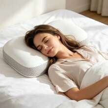 Memory Foam Cervical Pillow With Slow Rebound, Suitable For People Sleeping On Their Side, Back, Or Stomach. A Nape Pillow For Napping During Travel Or Office Work, A Pillow For Bedding, Detachable And Washable Pillowcase, Suitable For All Seasons - 1PC - View 10