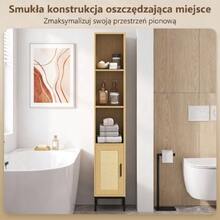 Tall Bathroom Cabinet, Slim Bathroom Cupboard With Open Shelves And Adjustable Shelf, Natural Wood Look - Natural Color - View 4